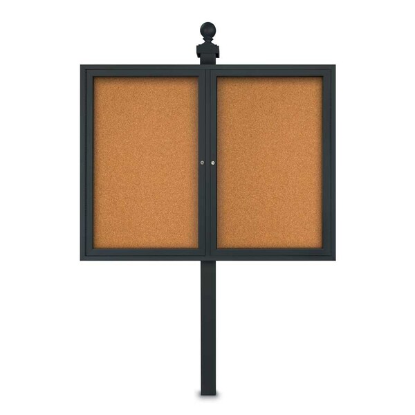 Corkboard, Fabric, Blk/Cobac, 2 Door, 48x48"